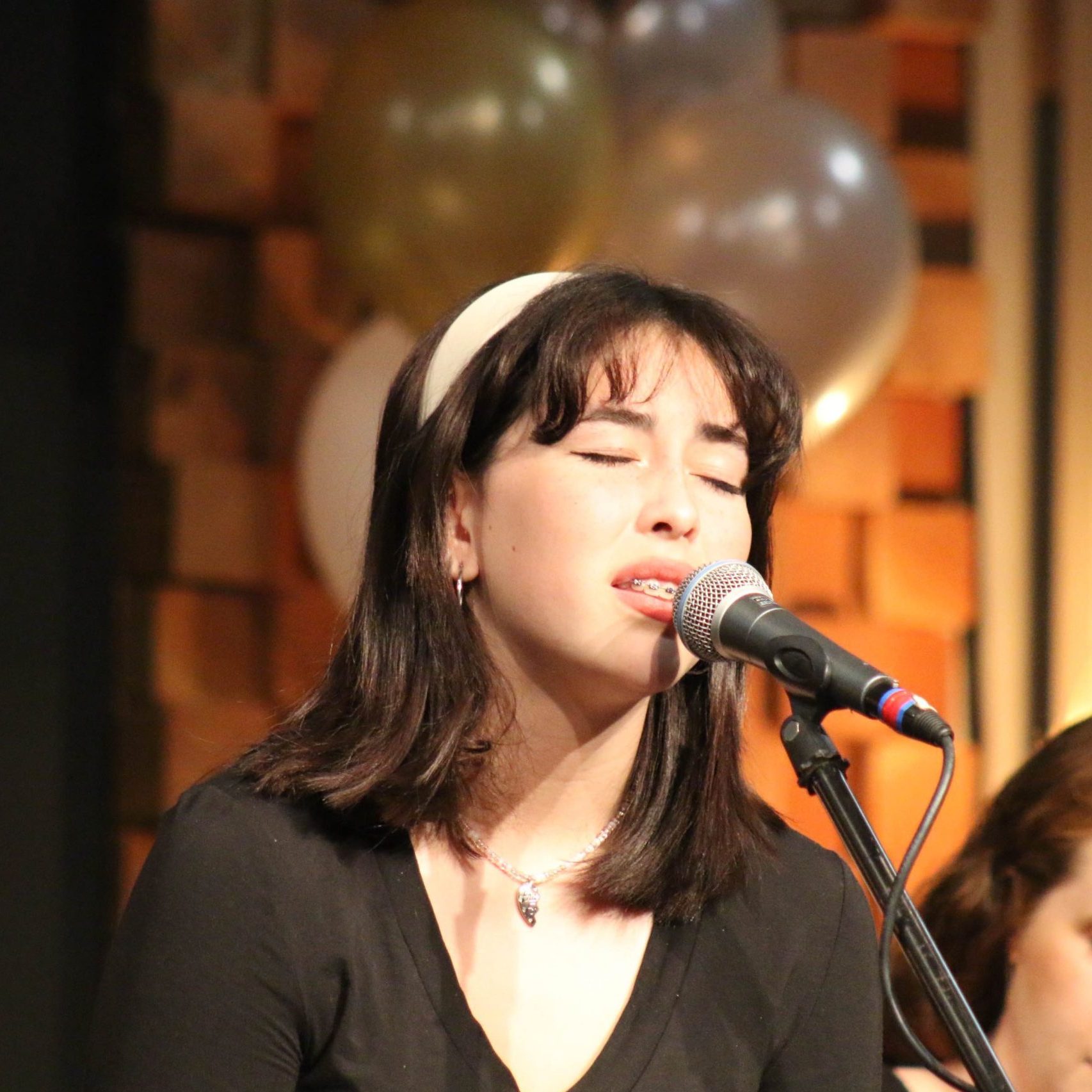a woman singing